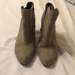 Booties sz 9m faux suede faux snake skin